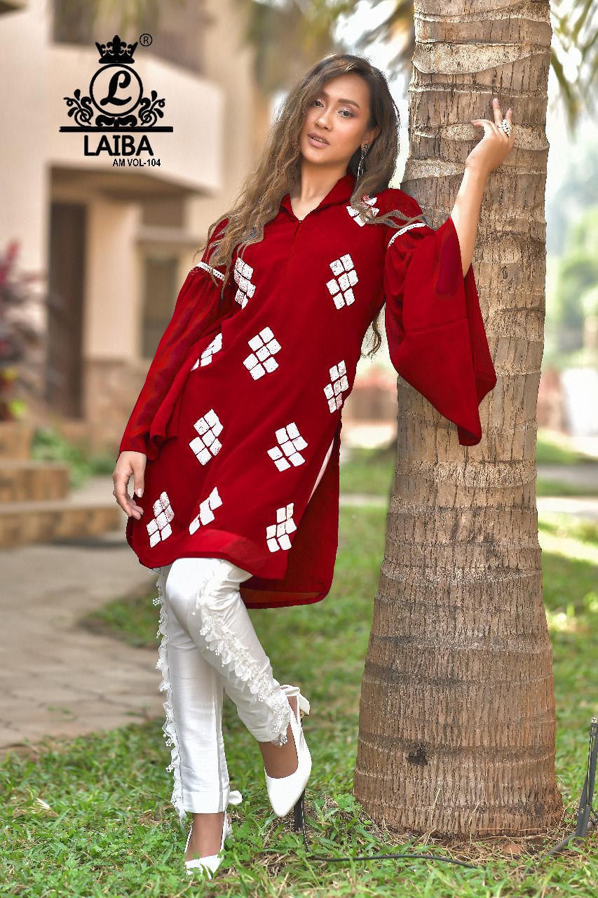 Laiba Am 104 Heavy Festive Wear Pure Georgette Designer Top With Bottom Collection
